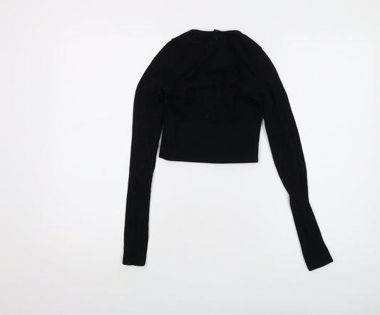 Womens UK Size XS Urban Outfitters Black Cropped T-Shirt