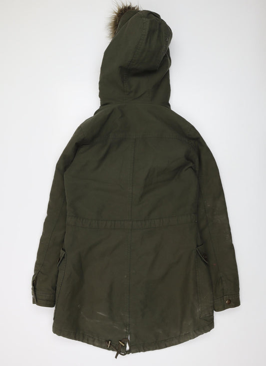 Womens UK Size 6 MODO Green Parka Coat