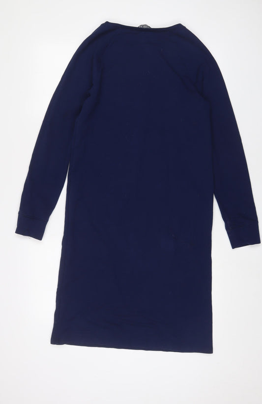 Lands' End Womens Blue Cotton Jumper Dress Size XS Crew Neck Pullover
