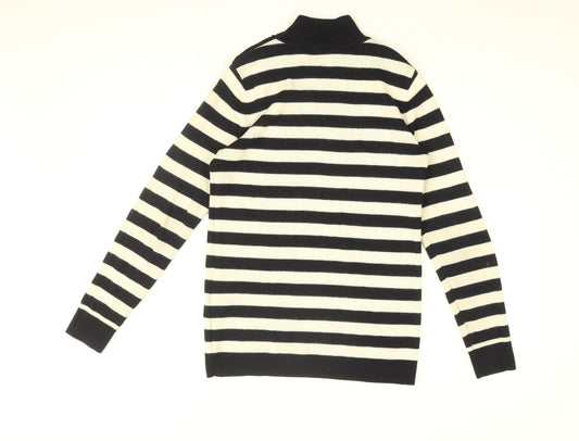 Levi's Womens White High Neck Striped Acrylic Pullover Jumper Size M