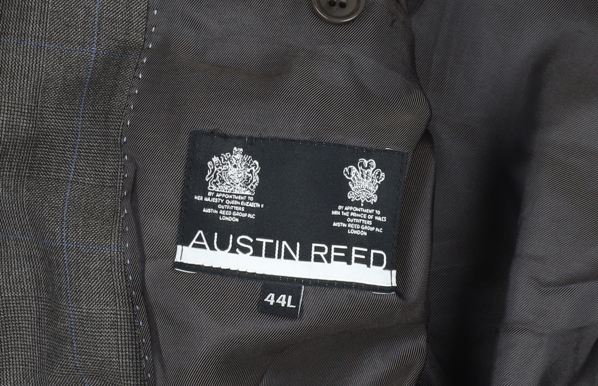 Austin Reed Brown Wool Blazer 44L Check Pattern