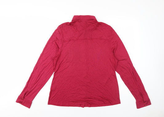 EAST Womens Pink Viscose Basic Button-Up Size 18 Collared