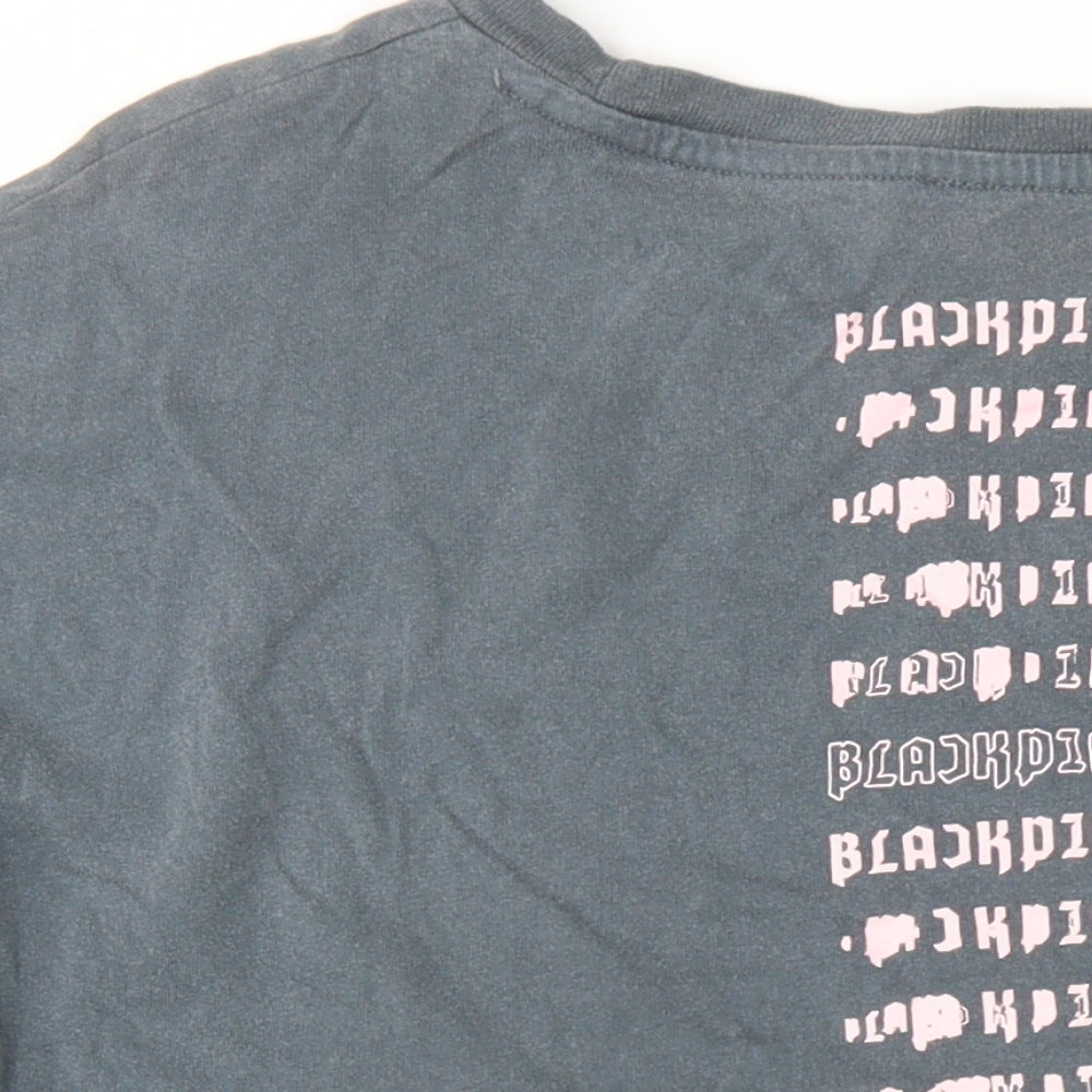 Blackpink Womens Grey Cotton Basic T-Shirt Size S Round Neck