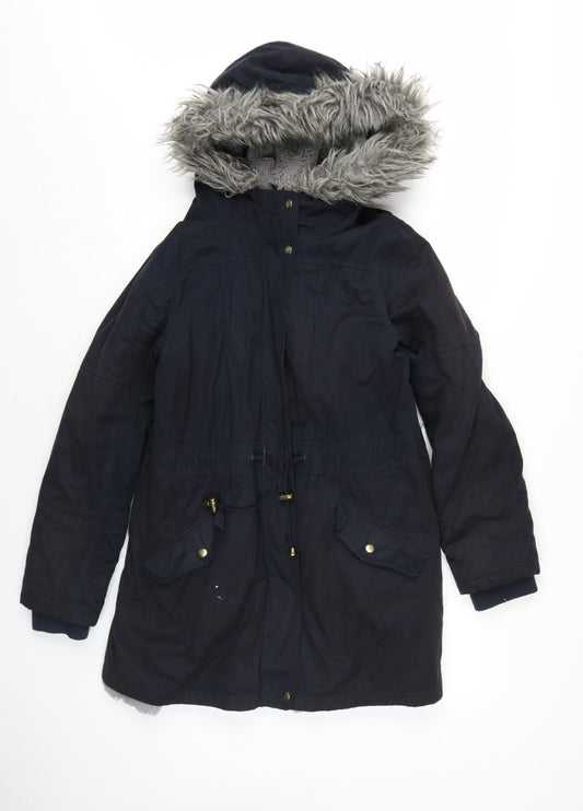 Womens UK Size M Oasis Black Parka Coat