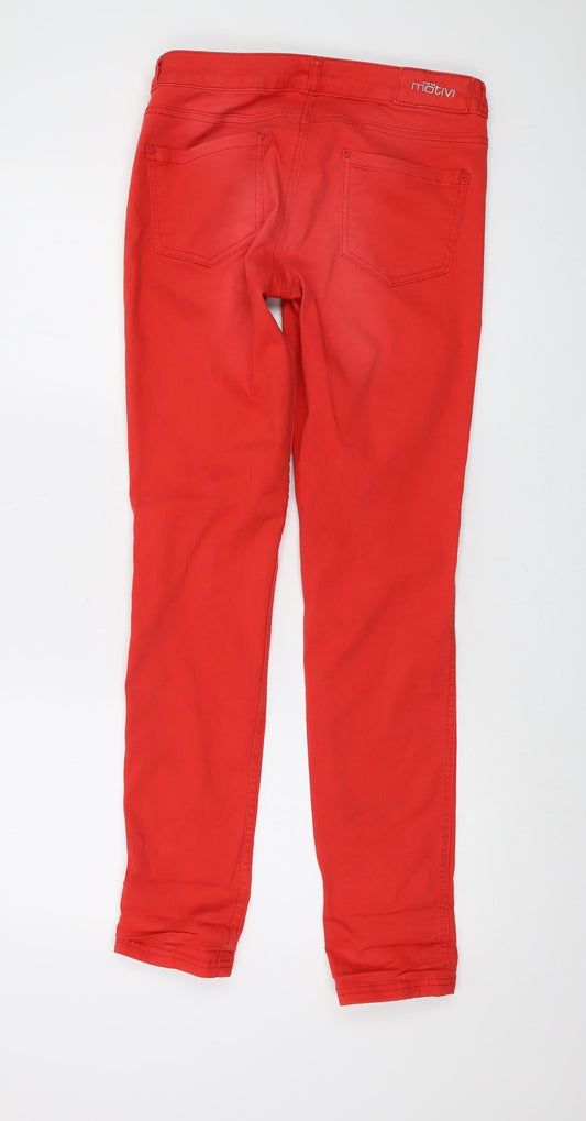Womens UK Size 10 MOTIVI Regular Fit Skinny Red Jeans