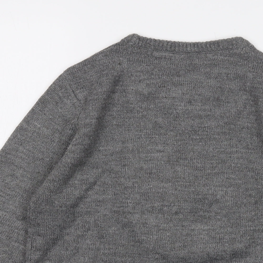 Brave Soul Boys Grey Crew Neck Acrylic Pullover Jumper Size 11-12 Years Pullover - Christmas