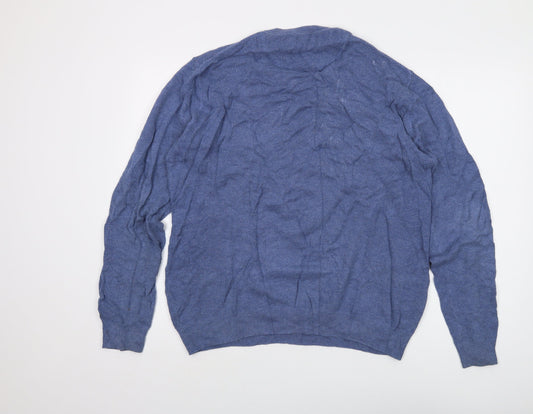 Gant Mens Blue Round Neck Cotton Pullover Jumper Size XL Long Sleeve