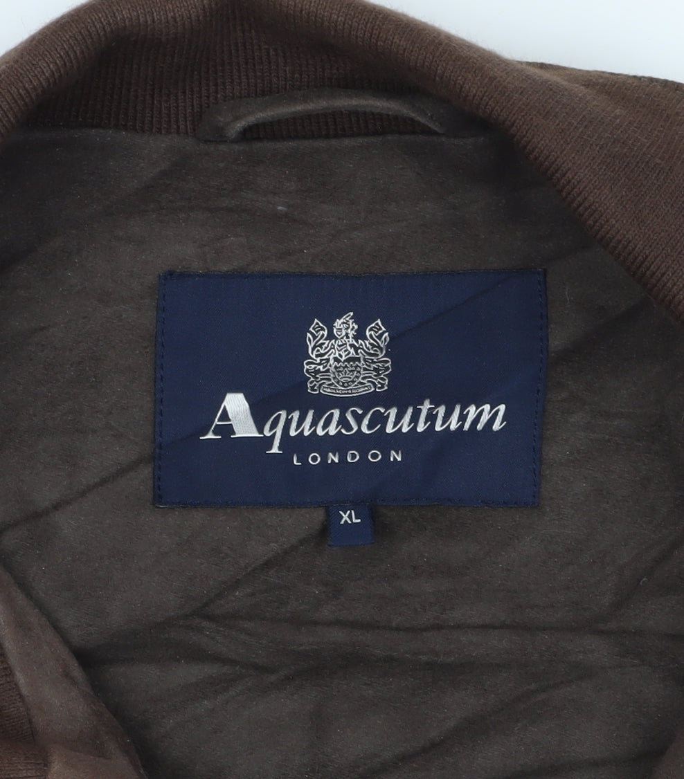 Aquascutum Brown XL Bomber Jacket with Full Zip