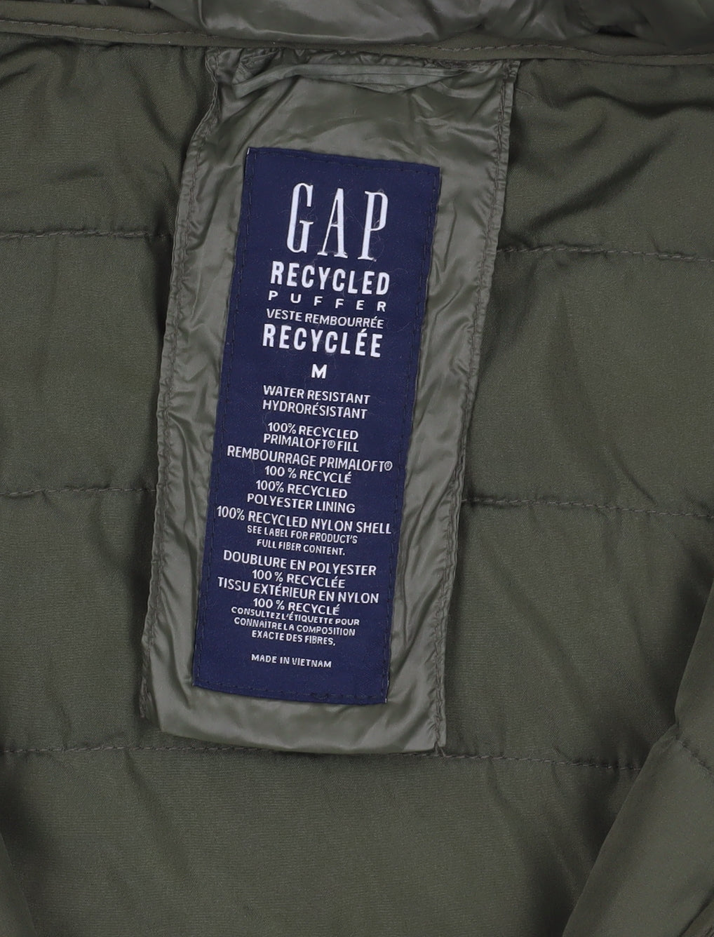 GAP Green Hooded Puffer Jacket M