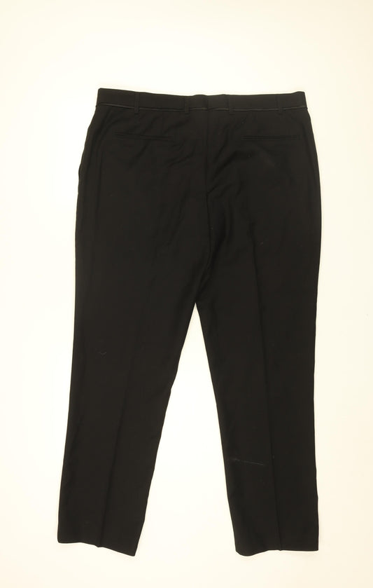 Skopes Mens Black Polyester Trousers Size 38 in L31 in Regular Zip