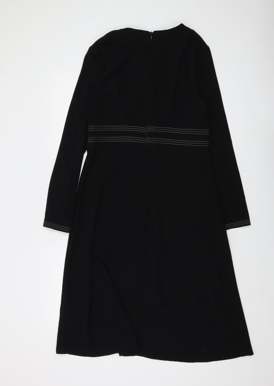 Principles Womens Black Polyester A-Line Size 12 Round Neck Zip