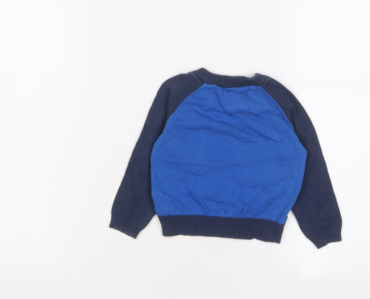 Mickey Mouse Baby Blue Cotton Pullover Jumper Size 6-9 Months Button