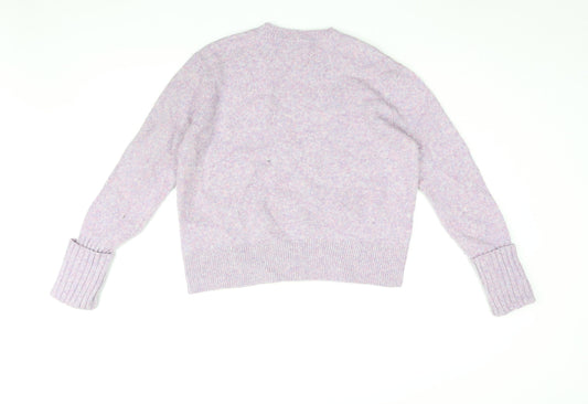 Club Monaco Womens Purple Round Neck Wool Pullover Jumper Size XS