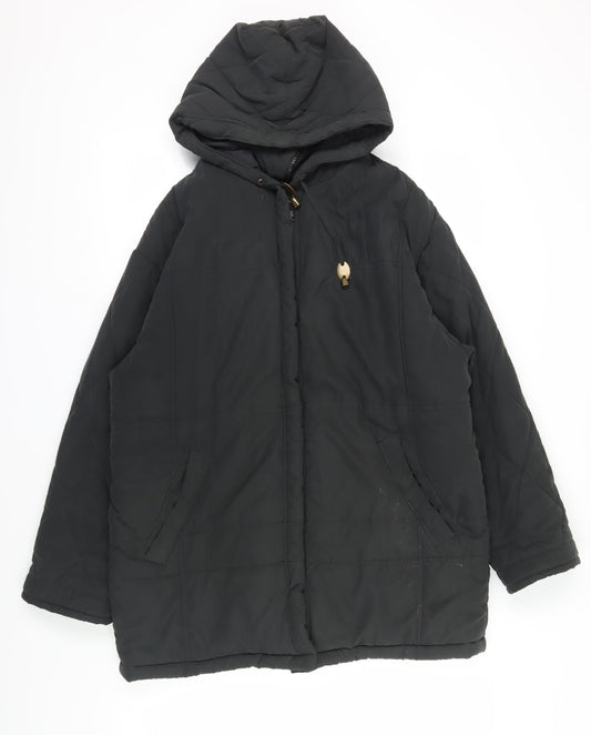 Cotton Traders Women's Black Puffer Jacket, Size 14/16
