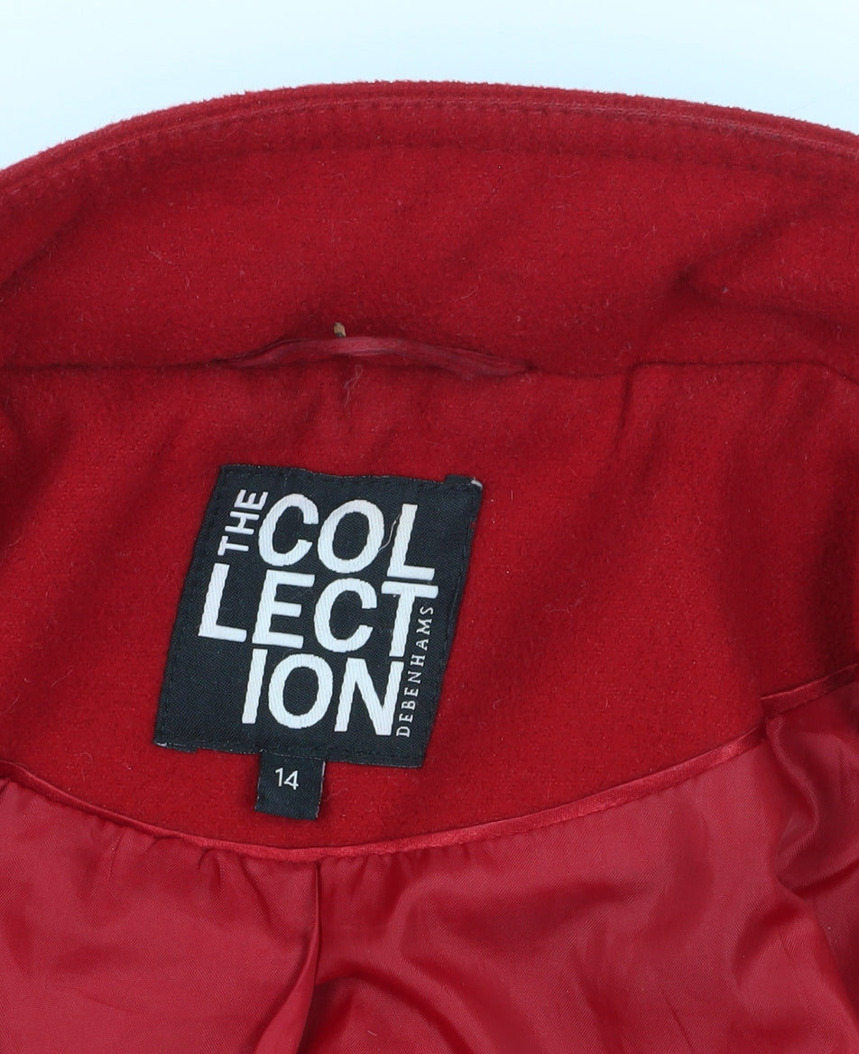 Womens UK Size 14 Debenhams Red Overcoat
