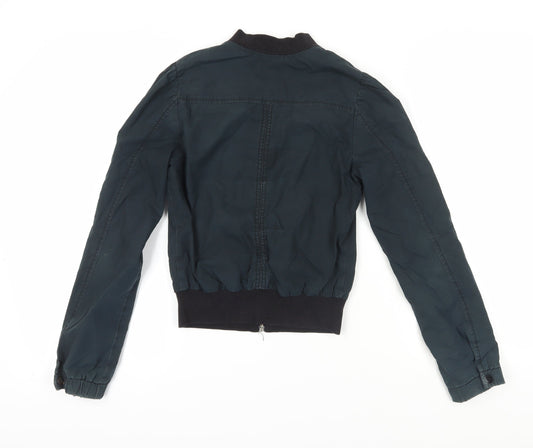 Womens UK Size 6 H&M Black Bomber Jacket