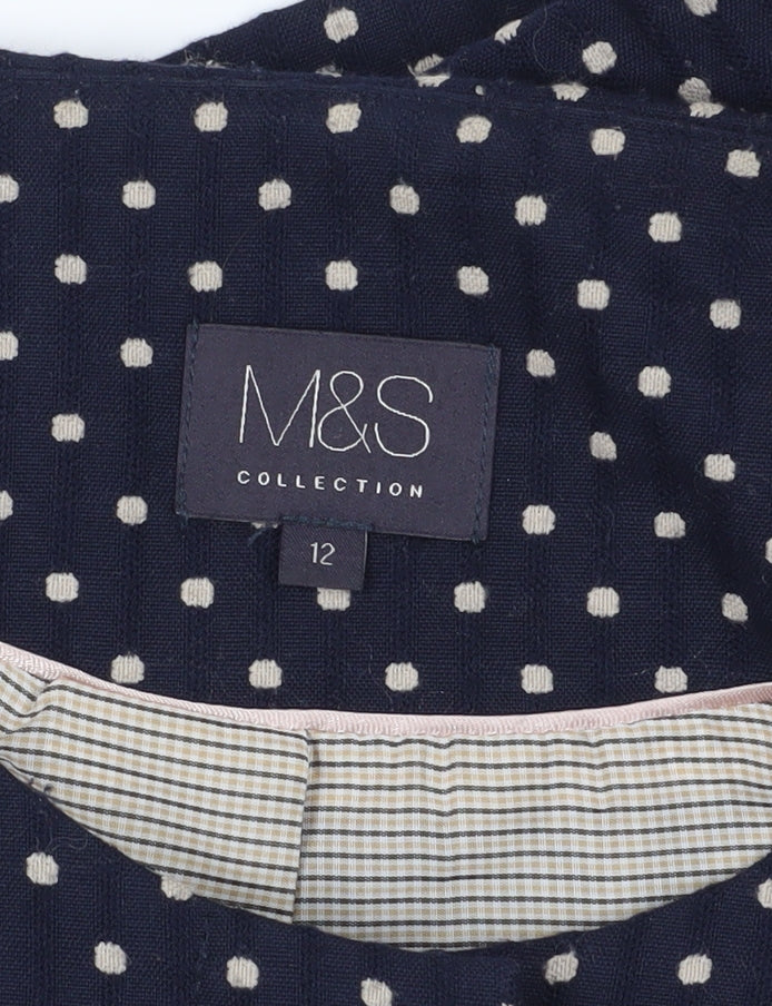 Marks & Spencer Polka Dot Suit Jacket, Size 12, Black
