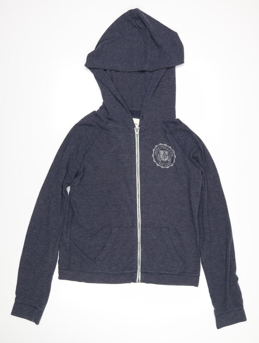 Abercrombie & Fitch Womens Blue Polyester Full Zip Hoodie Size L Zip