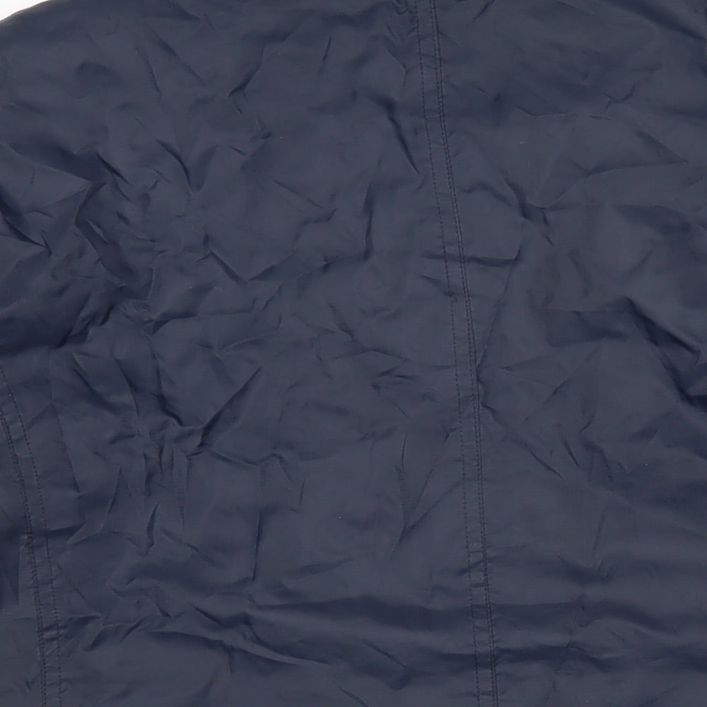 Brand and care label for Maine New England women’s blue rain coat jacket, size UK 20, zip