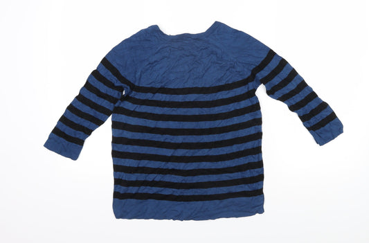 Kookai Womens Blue Boat Neck Striped Acrylic Pullover Jumper Size 2