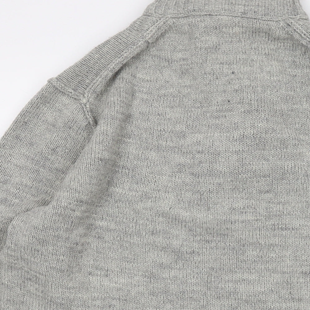 Keningston Mens Grey Mock Neck Acrylic Pullover Jumper Size XL Long Sleeve