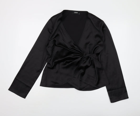 Womens UK Size M Cider Black Wrap Blouse