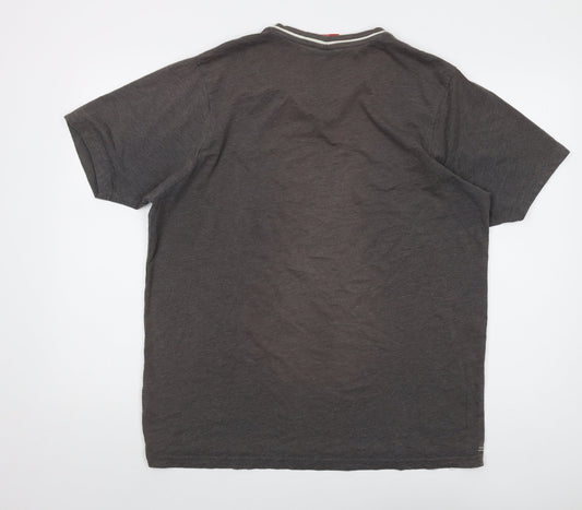 Slazenger Mens Grey Cotton T-Shirt Size L V-Neck
