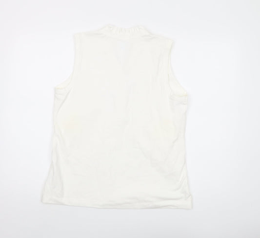 Lands' End Womens Ivory Cotton Basic Tank Size M V-Neck