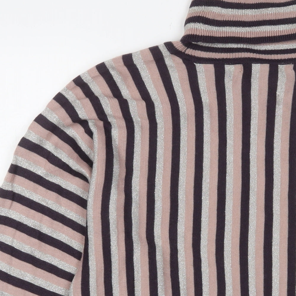 Betty Jackson Womens Pink Roll Neck Striped Acrylic Pullover Jumper Size 16