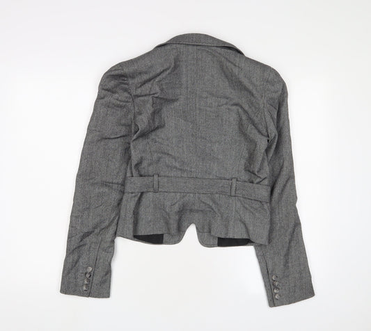 French Connection Womens Grey Jacket Blazer Size 10 Button - Belted