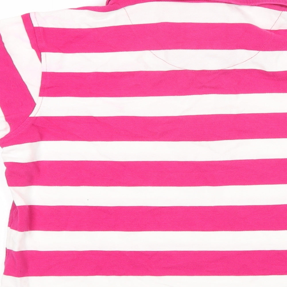 Crew Clothing Womens Pink Striped 100% Cotton Basic Polo Size 12 Collared