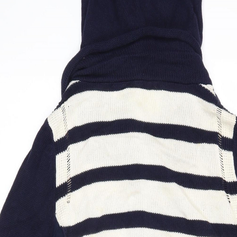 MOTH Womens Blue V-Neck Striped Cotton Cardigan Jumper Size S