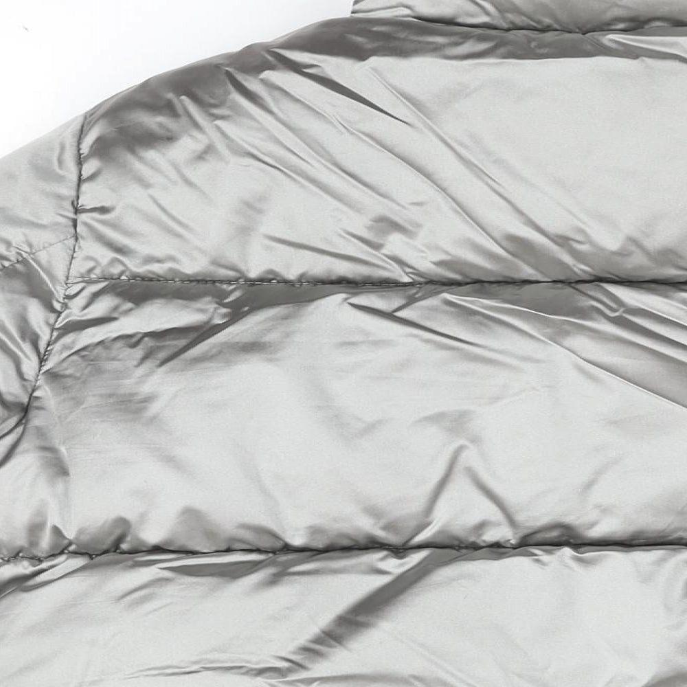 H&M Womens Silver Puffer Jacket Coat Size 6 Zip
