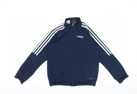 Additional front view of Adidas boys’ blue full zip sports sweatshirt, 9-10 years