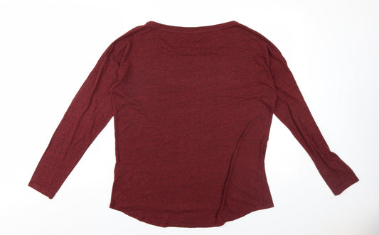 Sandwich Womens Red Polka Dot Polyester Basic T-Shirt Size L Round Neck