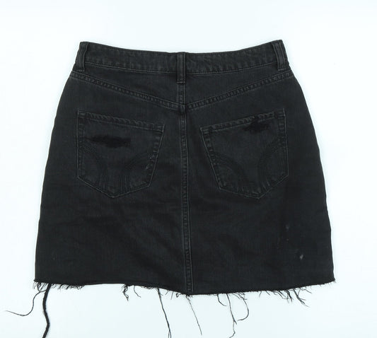 Hollister Women’s Black Distressed Denim Skirt Size 9