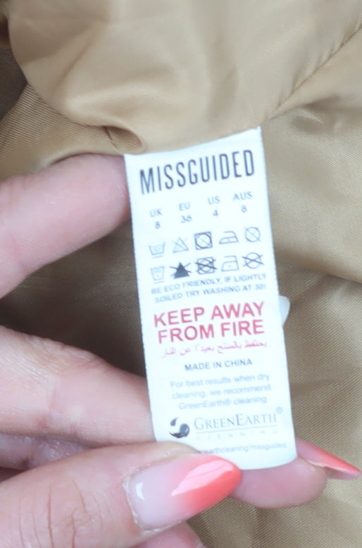 Missguided Women's Beige Bomber Jacket Size 8