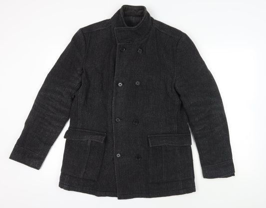 Mens UK Size M Austin Reed Black Pea Coat