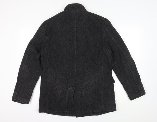 Austin Reed Men's Black Wool Pea Coat - Medium