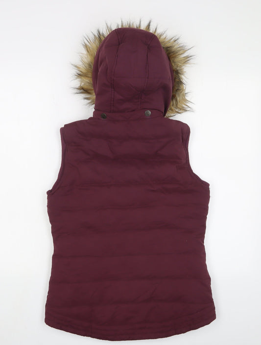 FatFace Women's Red Puffer Waistcoat, Size 8 Hooded