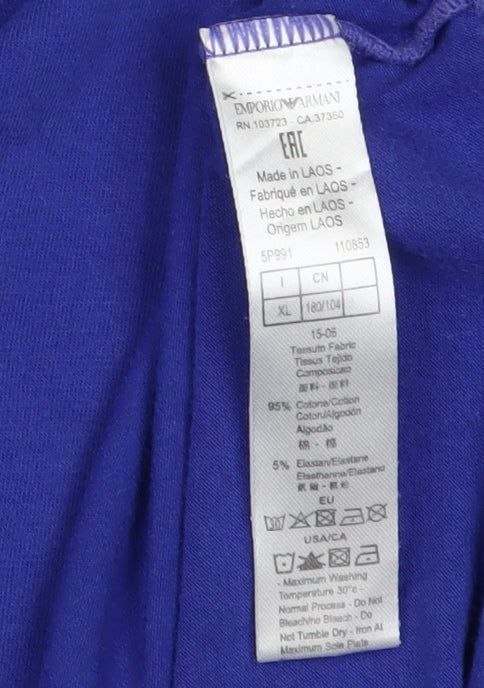 Emporio Armani Men's Blue XL Logo T-Shirt