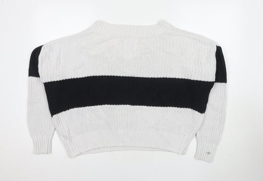 Womens UK Size L Hollister White Pullover Jumper
