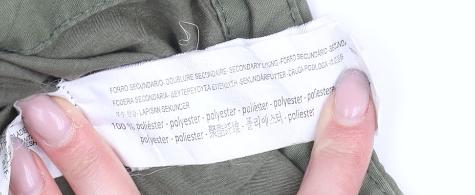 Pull & Bear Women's Green Parka Jacket, Size S