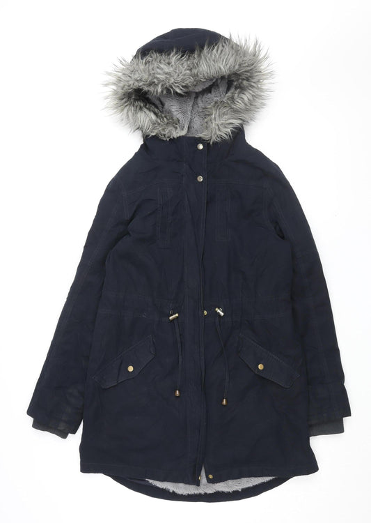 Womens UK Size XS Oasis Black Parka Coat