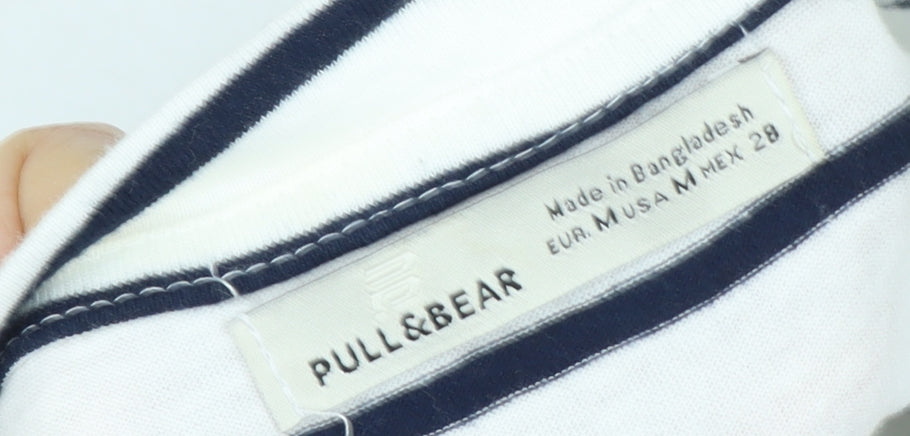 Unisex Adults UK Size M Pull & Bear White Cropped T-Shirt