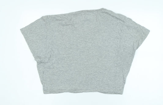 Womens UK Size S ICHI Grey Basic T-Shirt