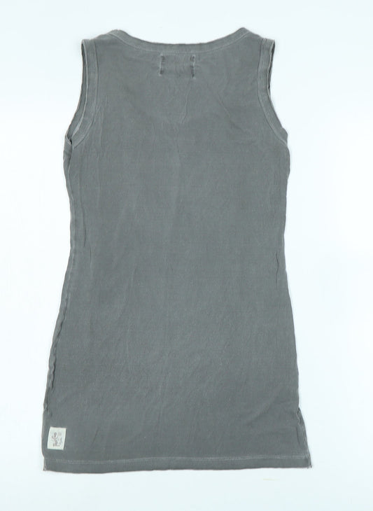 Womens UK Size 6 Post Card Grey Basic Tank