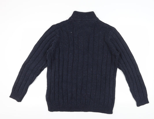 Mens UK Size L Maine New England Blue Henley Jumper