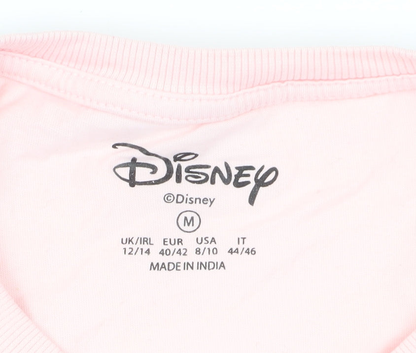 Womens UK Size M Disney Pink Basic T-Shirt