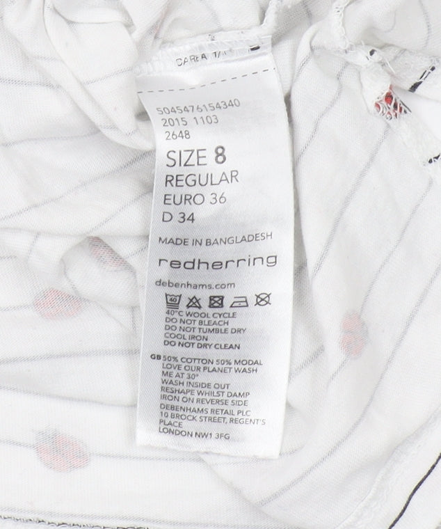 Womens UK Size 8 Red Herring White Basic T-Shirt